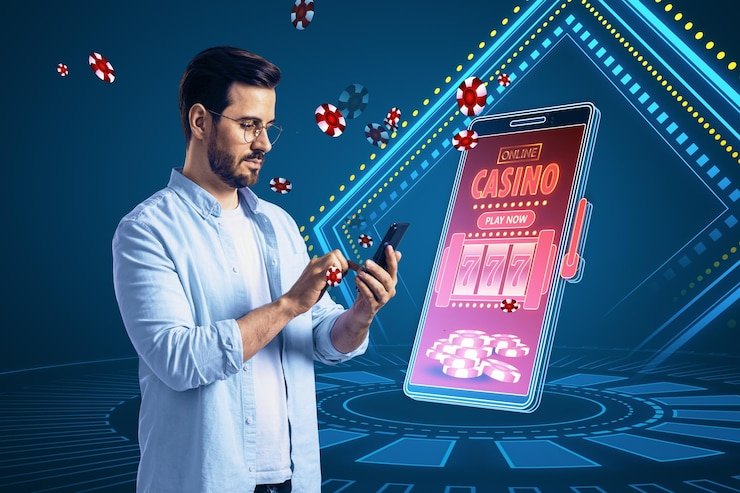 Pengguna sedang melakukan proses penarikan dana di platform perjudian online interbis dari perangkat mobile